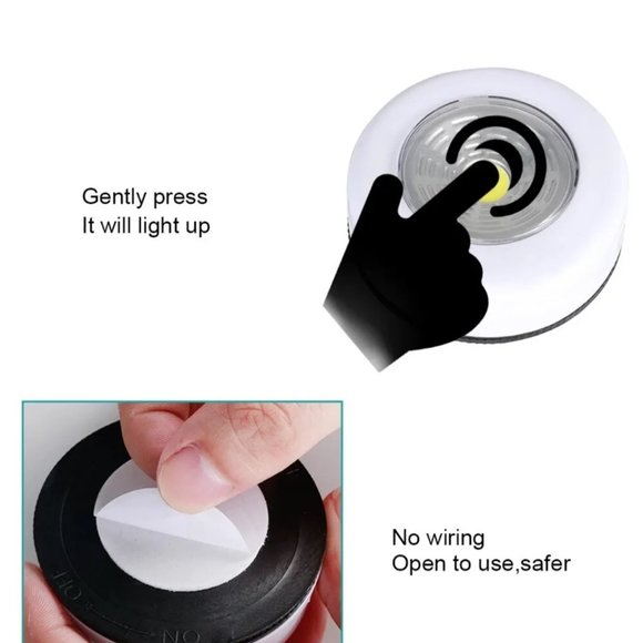 Lot Of 4 LED Night Light Push Stick On Wireless Closet Cordless Battery Operated - Picture 5 of 11